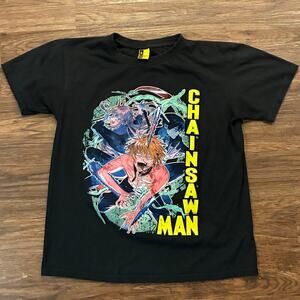 Chainsaw Man Anime Double Sided Graphic T-Shirt Size M Black Manga Tee